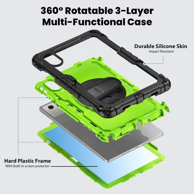 Alt view image 7 of 7 - WERLEO Case for Lenovo Idea Tab 11 inch 2025/Tab K11 Gen 2 11" 2025/Lenovo Tab M11/ K11 LTE 11'' 2024 Shockproof Cover with Screen Protector/Pencil Holder/Rotating Hand Strap/Stand/Stylus Pen Green