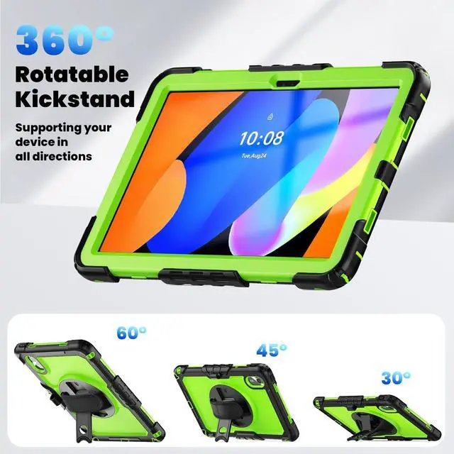 Alt view image 4 of 7 - WERLEO Case for Lenovo Idea Tab 11 inch 2025/Tab K11 Gen 2 11" 2025/Lenovo Tab M11/ K11 LTE 11'' 2024 Shockproof Cover with Screen Protector/Pencil Holder/Rotating Hand Strap/Stand/Stylus Pen Green