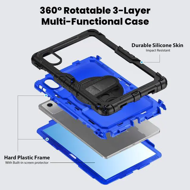 Alt view image 6 of 7 - WERLEO Case for Lenovo Idea Tab 11 inch 2025/Tab K11 Gen 2 11" 2025/Lenovo Tab M11/ K11 LTE 11'' 2024 Shockproof Cover with Screen Protector/Pencil Holder/Rotating Hand Strap/Stand/Stylus Pen Blue