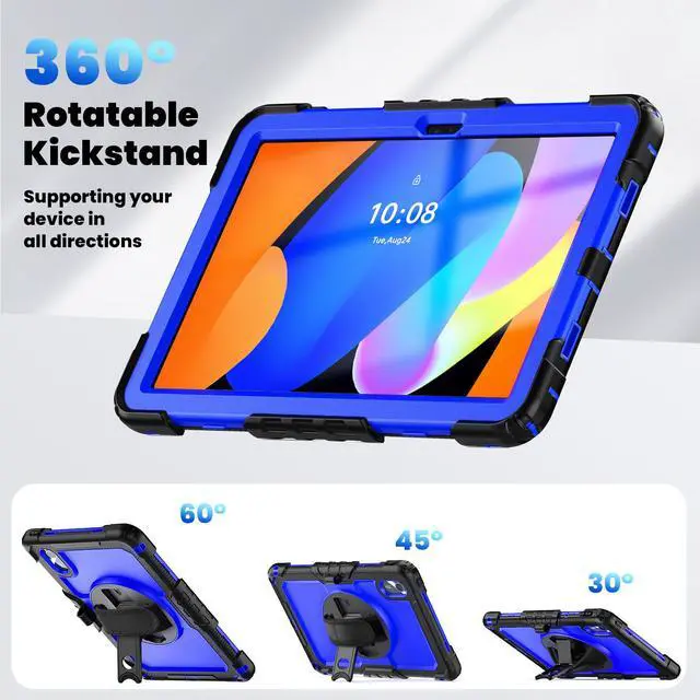 Alt view image 3 of 7 - WERLEO Case for Lenovo Idea Tab 11 inch 2025/Tab K11 Gen 2 11" 2025/Lenovo Tab M11/ K11 LTE 11'' 2024 Shockproof Cover with Screen Protector/Pencil Holder/Rotating Hand Strap/Stand/Stylus Pen Blue
