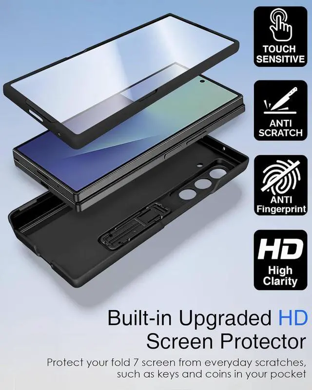 Alt view image 6 of 7 - WERLEO for Samsung Galaxy Z Fold 7 Case with Hinge Protection, [Built-in Screen Protector] [Adjustable Kickstand] Shockproof Slim Fit All-inclusive Protective Phone Cover for Galaxy Z Fold 7 2025