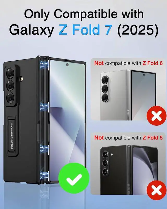 Alt view image 2 of 7 - WERLEO for Samsung Galaxy Z Fold 7 Case with Hinge Protection, [Built-in Screen Protector] [Adjustable Kickstand] Shockproof Slim Fit All-inclusive Protective Phone Cover for Galaxy Z Fold 7 2025