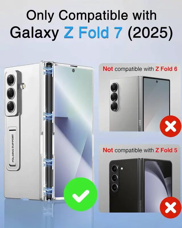 Alt view image 2 of 7 - WERLEO for Samsung Galaxy Z Fold 7 Case with Hinge Protection, [Built-in Screen Protector] [Adjustable Kickstand] Shockproof Slim Fit All-inclusive Protective Phone Cover for Galaxy Z Fold 7 2025