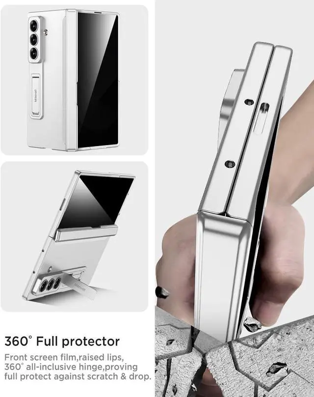 Alt view image 6 of 7 - WERLEO Case for Samsung Galaxy Z Fold 7 with Privacy Screen Protector, [Anti Spy] Built-in Adjustable Kickstand & Magnetic Hinge Protection Full-Body Protective Case for Galaxy Z Fold 7 5G Silver