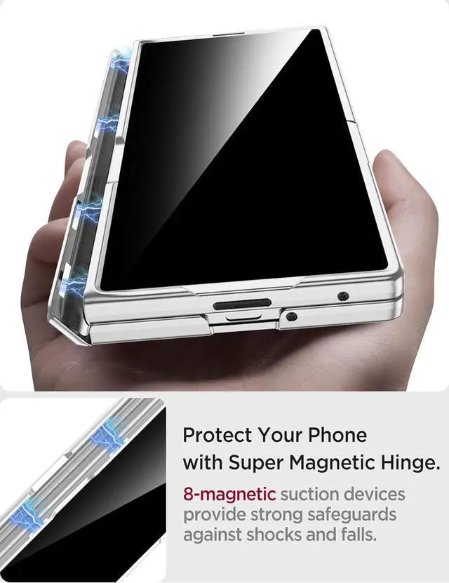 Alt view image 4 of 7 - WERLEO Case for Samsung Galaxy Z Fold 7 with Privacy Screen Protector, [Anti Spy] Built-in Adjustable Kickstand & Magnetic Hinge Protection Full-Body Protective Case for Galaxy Z Fold 7 5G Silver