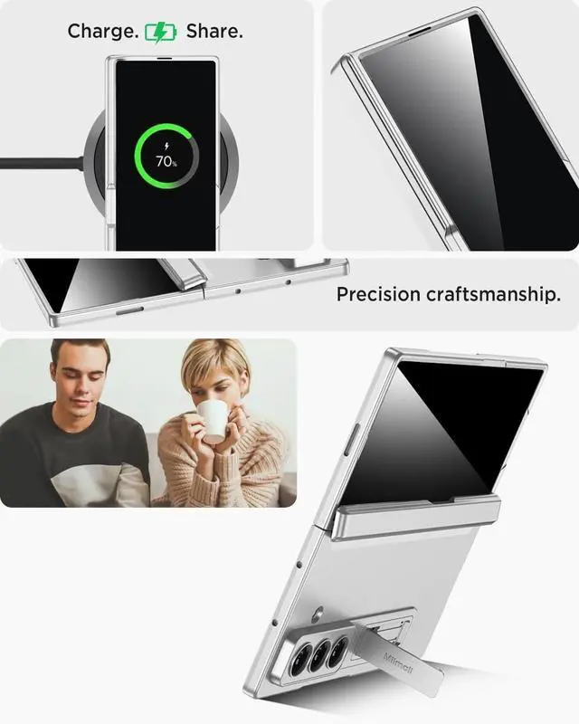 Alt view image 7 of 7 - WERLEO Case for Samsung Galaxy Z Fold 7 with Privacy Screen Protector, [Anti Spy] Built-in Adjustable Kickstand & Magnetic Hinge Protection Full-Body Protective Case for Galaxy Z Fold 7 5G Silver