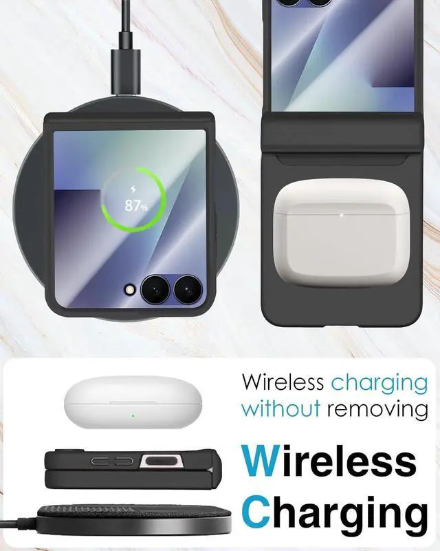 Alt view image 5 of 7 - WERLEO Case for Samsung Galaxy Z Flip 7, Hinge Protection, Built-in Screen Protector, Wireless Charging, Shockproof, Slim Rugged Phone Protective Case for Galaxy Z Flip 7