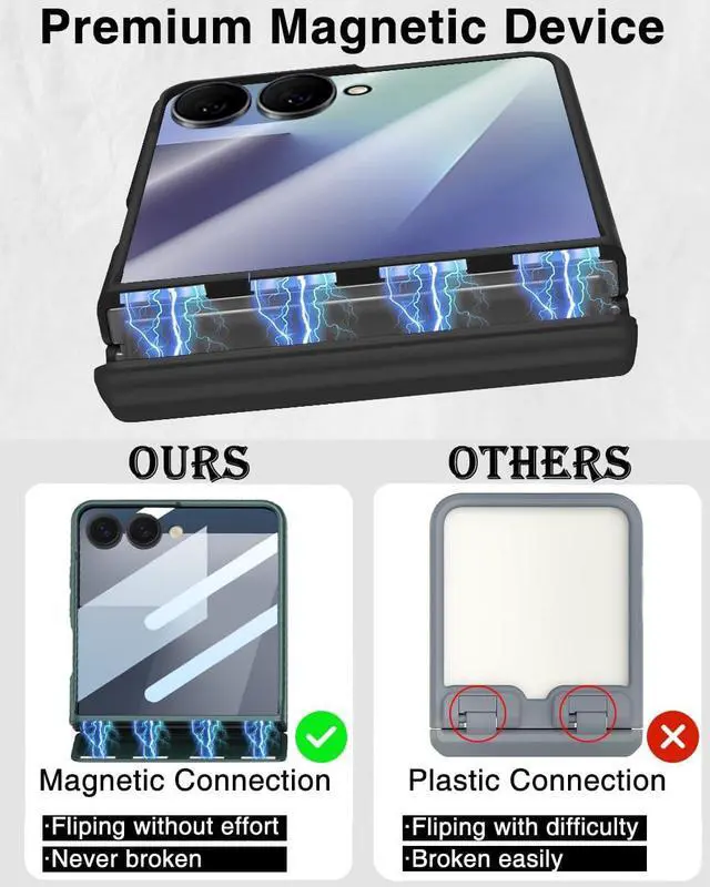 Alt view image 4 of 7 - WERLEO Case for Samsung Galaxy Z Flip 7, Hinge Protection, Built-in Screen Protector, Wireless Charging, Shockproof, Slim Rugged Phone Protective Case for Galaxy Z Flip 7