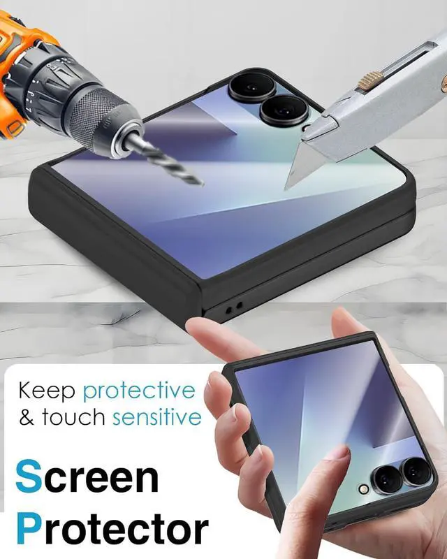 Alt view image 3 of 7 - WERLEO Case for Samsung Galaxy Z Flip 7, Hinge Protection, Built-in Screen Protector, Wireless Charging, Shockproof, Slim Rugged Phone Protective Case for Galaxy Z Flip 7