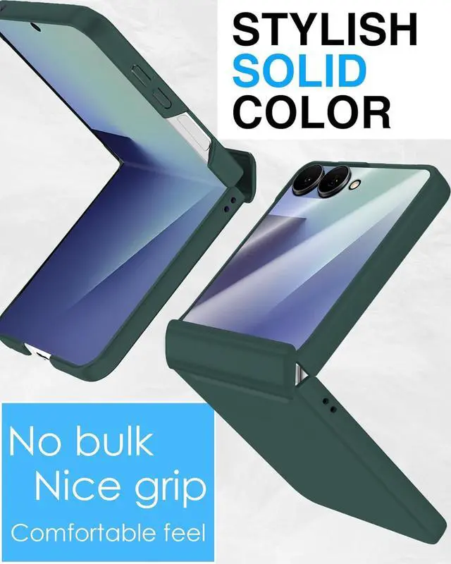 Alt view image 7 of 7 - WERLEO Case for Samsung Galaxy Z Flip 7, Hinge Protection, Built-in Screen Protector, Wireless Charging, Shockproof, Slim Rugged Phone Protective Case for Galaxy Z Flip 7 Dark Green