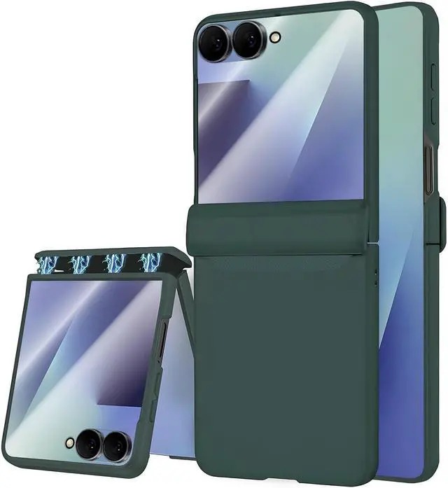 Main image of WERLEO Case for Samsung Galaxy Z Flip 7, Hinge Protection, Built-in Screen Protector, Wireless Charging, Shockproof, Slim Rugged Phone Protective Case for Galaxy Z Flip 7 Dark Green