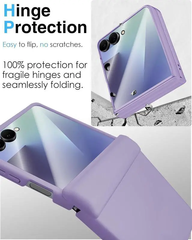 Alt view image 5 of 7 - WERLEO Case for Samsung Galaxy Z Flip 7, Hinge Protection, Built-in Screen Protector, Wireless Charging, Shockproof, Slim Rugged Phone Protective Case for Galaxy Z Flip 7 Purple