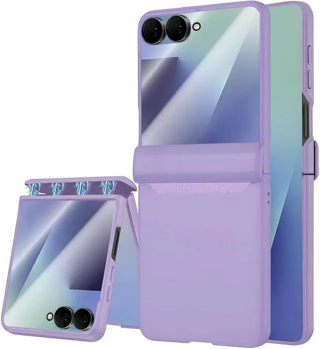 Main image of WERLEO Case for Samsung Galaxy Z Flip 7, Hinge Protection, Built-in Screen Protector, Wireless Charging, Shockproof, Slim Rugged Phone Protective Case for Galaxy Z Flip 7 Purple