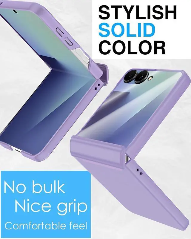 Alt view image 7 of 7 - WERLEO Case for Samsung Galaxy Z Flip 7, Hinge Protection, Built-in Screen Protector, Wireless Charging, Shockproof, Slim Rugged Phone Protective Case for Galaxy Z Flip 7 Purple