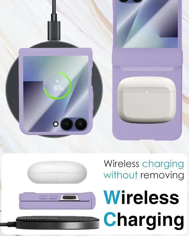 Alt view image 4 of 7 - WERLEO Case for Samsung Galaxy Z Flip 7, Hinge Protection, Built-in Screen Protector, Wireless Charging, Shockproof, Slim Rugged Phone Protective Case for Galaxy Z Flip 7 Purple