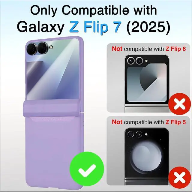 Alt view image 2 of 7 - WERLEO Case for Samsung Galaxy Z Flip 7, Hinge Protection, Built-in Screen Protector, Wireless Charging, Shockproof, Slim Rugged Phone Protective Case for Galaxy Z Flip 7 Purple