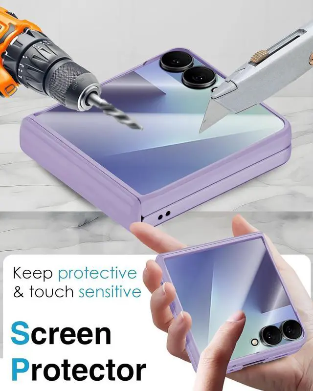 Alt view image 6 of 7 - WERLEO Case for Samsung Galaxy Z Flip 7, Hinge Protection, Built-in Screen Protector, Wireless Charging, Shockproof, Slim Rugged Phone Protective Case for Galaxy Z Flip 7 Purple