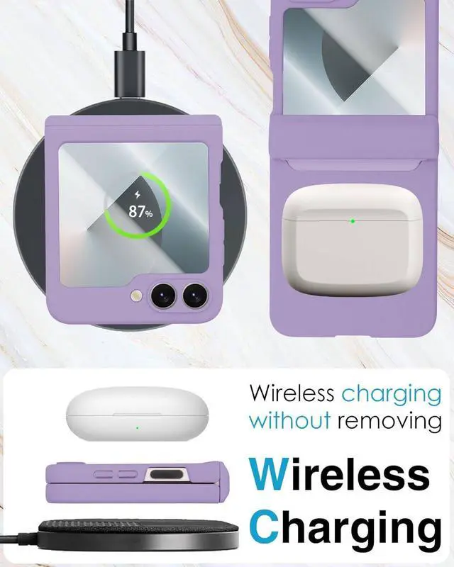 Alt view image 5 of 7 - WERLEO Case for Samsung Galaxy Z Flip 6 Case / Z Flip 7 FE, Hinge Protection, Built-in Screen Protector, Wireless Charging, Slim Rugged Phone Protective Case for Galaxy Z Flip 6 Purple