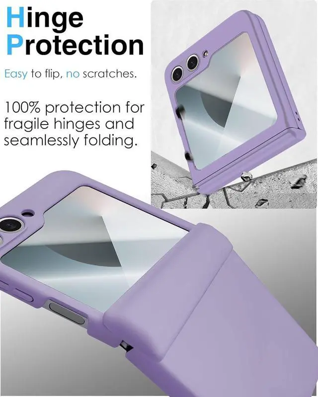 Alt view image 6 of 7 - WERLEO Case for Samsung Galaxy Z Flip 6 Case / Z Flip 7 FE, Hinge Protection, Built-in Screen Protector, Wireless Charging, Slim Rugged Phone Protective Case for Galaxy Z Flip 6 Purple