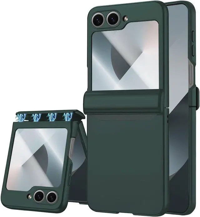 Main image of WERLEO Case for Samsung Galaxy Z Flip 6 Case / Z Flip 7 FE, Hinge Protection, Built-in Screen Protector, Wireless Charging, Slim Rugged Phone Protective Case for Galaxy Z Flip 6 Dark Green