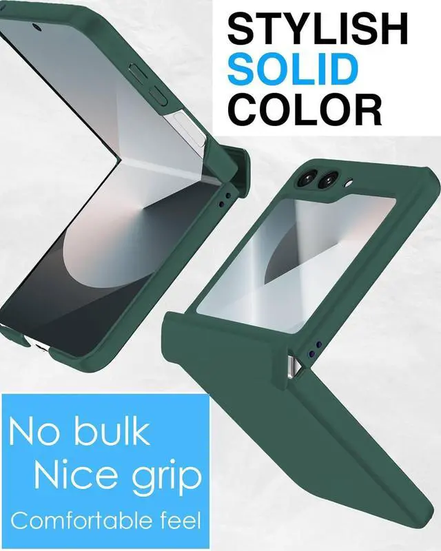 Alt view image 7 of 7 - WERLEO Case for Samsung Galaxy Z Flip 6 Case / Z Flip 7 FE, Hinge Protection, Built-in Screen Protector, Wireless Charging, Slim Rugged Phone Protective Case for Galaxy Z Flip 6 Dark Green