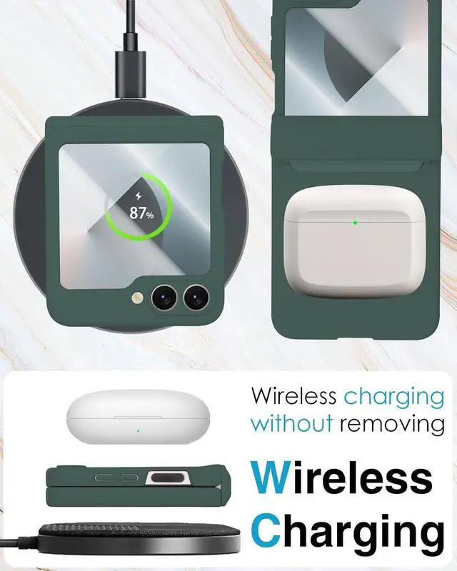 Alt view image 5 of 7 - WERLEO Case for Samsung Galaxy Z Flip 6 Case / Z Flip 7 FE, Hinge Protection, Built-in Screen Protector, Wireless Charging, Slim Rugged Phone Protective Case for Galaxy Z Flip 6 Dark Green