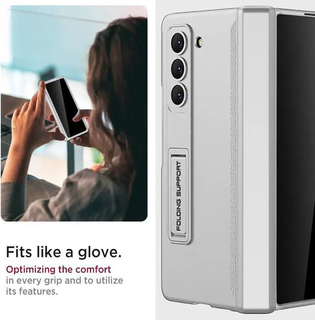 Alt view image 7 of 7 - WERLEO Case for Samsung Galaxy Z Fold 5 with Privacy Screen Protector, [Anti Spy] Built-in Adjustable Kickstand & Magnetic Hinge Protection Full-Body Protective Case for Galaxy Z Fold 5 5G Silver