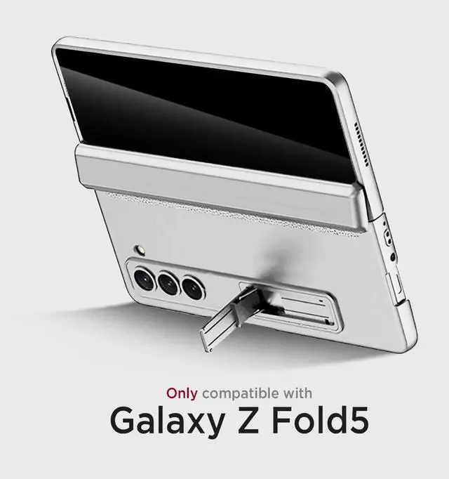 Alt view image 4 of 7 - WERLEO Case for Samsung Galaxy Z Fold 5 with Privacy Screen Protector, [Anti Spy] Built-in Adjustable Kickstand & Magnetic Hinge Protection Full-Body Protective Case for Galaxy Z Fold 5 5G Silver