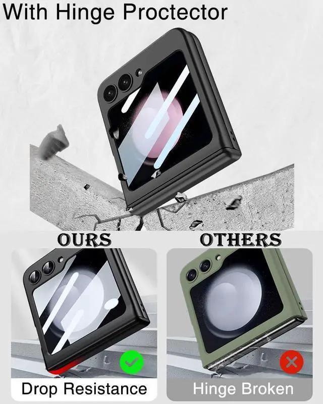 Alt view image 3 of 7 - WERLEO Case for Samsung Galaxy Z Flip 5 Case, Hinge Protection, Built-in Screen Protector, Wireless Charging, Shockproof, Anti Scratch Slim Phone Protective Cover for Galaxy Z Flip 5, 2023