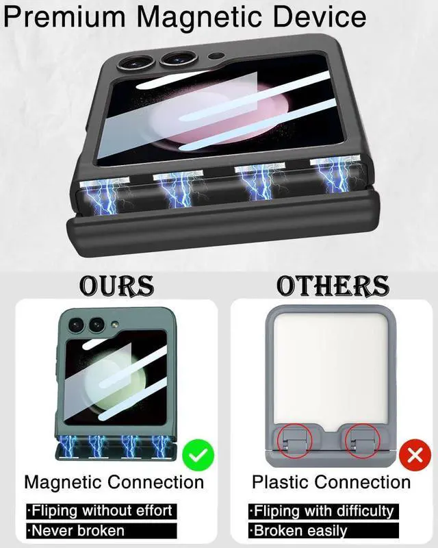 Alt view image 2 of 7 - WERLEO Case for Samsung Galaxy Z Flip 5 Case, Hinge Protection, Built-in Screen Protector, Wireless Charging, Shockproof, Anti Scratch Slim Phone Protective Cover for Galaxy Z Flip 5, 2023