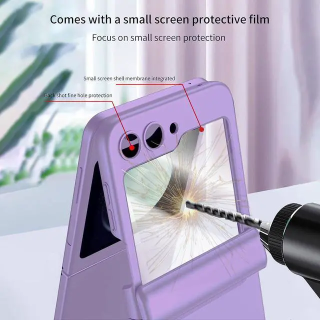 Alt view image 2 of 7 - WERLEO Case for Samsung Galaxy Z Flip 5 Case, Hinge Protection, Built-in Screen Protector, Wireless Charging, Shockproof, Anti Scratch Slim Phone Protective Cover for Galaxy Z Flip 5, 2023 Purple