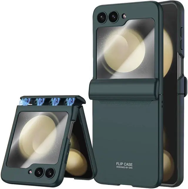 Main image of WERLEO Case for Samsung Galaxy Z Flip 5 Case, Hinge Protection, Built-in Screen Protector, Wireless Charging, Shockproof, Anti Scratch Slim Phone Protective Cover for Galaxy Z Flip 5, 2023 Dark Green