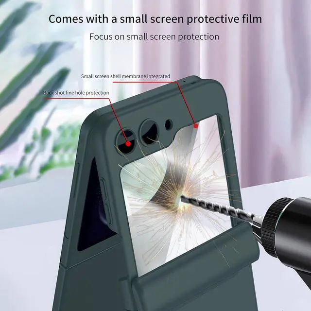 Alt view image 3 of 7 - WERLEO Case for Samsung Galaxy Z Flip 5 Case, Hinge Protection, Built-in Screen Protector, Wireless Charging, Shockproof, Anti Scratch Slim Phone Protective Cover for Galaxy Z Flip 5, 2023 Dark Green