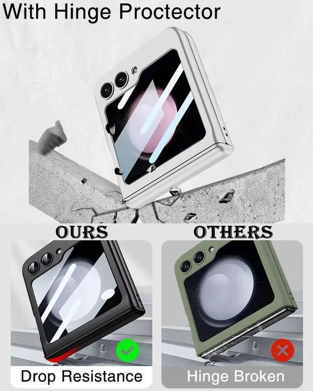 Alt view image 2 of 7 - WERLEO Case for Samsung Galaxy Z Flip 5 Case, Hinge Protection, Built-in Screen Protector, Wireless Charging, Shockproof, Anti Scratch Slim Phone Protective Cover for Galaxy Z Flip 5, 2023 Silver