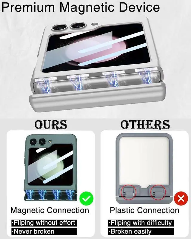 Alt view image 3 of 7 - WERLEO Case for Samsung Galaxy Z Flip 5 Case, Hinge Protection, Built-in Screen Protector, Wireless Charging, Shockproof, Anti Scratch Slim Phone Protective Cover for Galaxy Z Flip 5, 2023 Silver