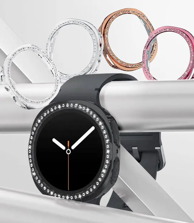 Alt view image 7 of 7 - WERLEO 5+5 Pack Bling Case for Samsung Galaxy Watch 8 40mm Screen Protector, Hard PC Bumper Cover with Tempered Glass, All-around Shiny Rhinestone Case for Samsung Watch 8 40mm Only