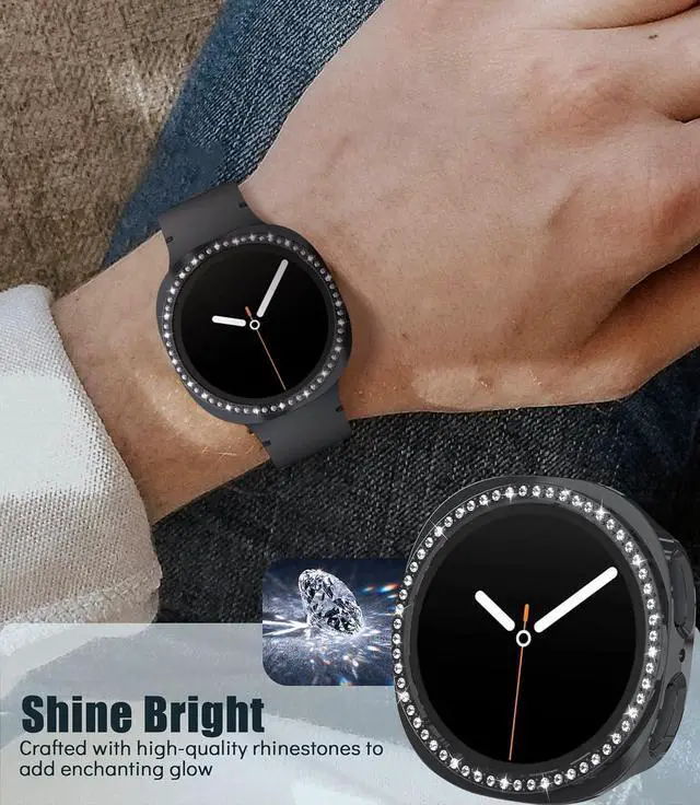 Alt view image 3 of 7 - WERLEO 5+5 Pack Bling Case for Samsung Galaxy Watch 8 44mm Screen Protector, Hard PC Bumper Cover with Tempered Glass, All-around Shiny Rhinestone Case for Samsung Watch 8 44mm Only
