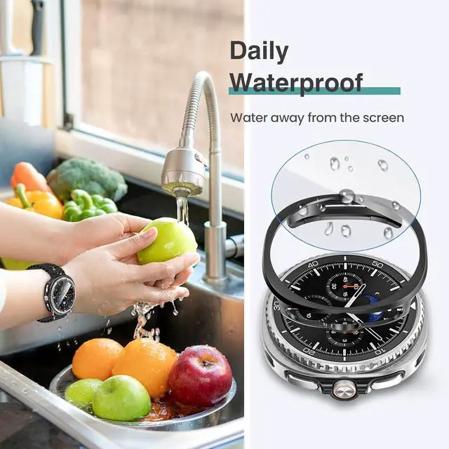 Alt view image 2 of 7 - WERLEO [5+5Pack] for Samsung Galaxy Watch 8 Classic Screen Protector Case 46mm Accessories, Hard PC Bumper/HD Anti-Fog Tempered Glass Protective Film, Face Cover Set for Women Men