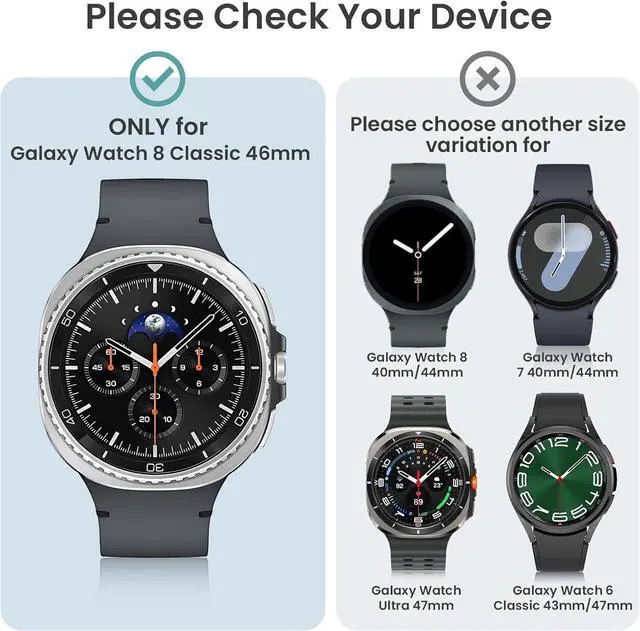 Alt view image 3 of 7 - WERLEO [5+5Pack] for Samsung Galaxy Watch 8 Classic Screen Protector Case 46mm Accessories, Hard PC Bumper/HD Anti-Fog Tempered Glass Protective Film, Face Cover Set for Women Men