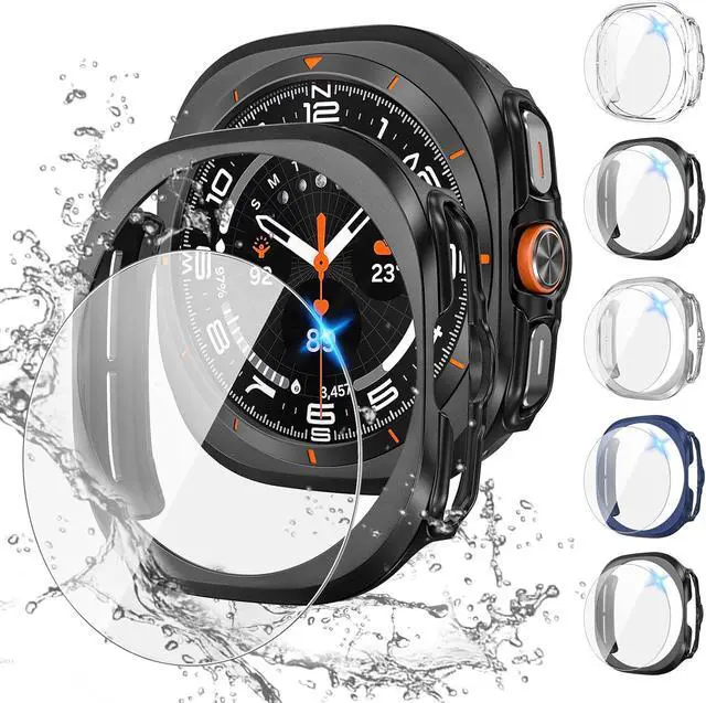 Main image of WERLEO [5+5Pack] for Samsung Galaxy Watch Ultra 2025 / Galaxy Watch 7 Ultra 2024 47mm Accessories, Hard PC Bumper/HD Anti-Fog Tempered Glass Protective Film, Face Cover Set for Women Men