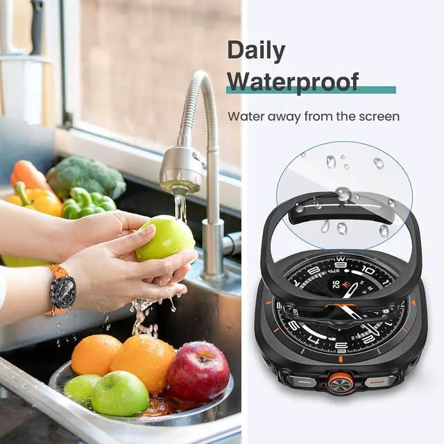 Alt view image 2 of 7 - WERLEO [5+5Pack] for Samsung Galaxy Watch Ultra 2025 / Galaxy Watch 7 Ultra 2024 47mm Accessories, Hard PC Bumper/HD Anti-Fog Tempered Glass Protective Film, Face Cover Set for Women Men