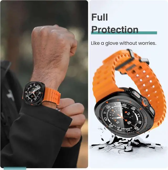 Alt view image 3 of 7 - WERLEO [5+5Pack] for Samsung Galaxy Watch Ultra 2025 / Galaxy Watch 7 Ultra 2024 47mm Accessories, Hard PC Bumper/HD Anti-Fog Tempered Glass Protective Film, Face Cover Set for Women Men