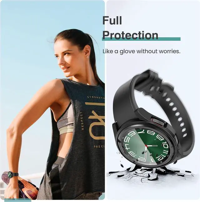 Alt view image 3 of 7 - WERLEO [5+5Pack for Samsung Galaxy Watch 6 Classic Screen Protector Case 43mm, Hard PC Bumper/HD Anti-Fog Tempered Glass Protective Film, Face Cover Set, Galaxy Watch 6 Classic Case for Women Men