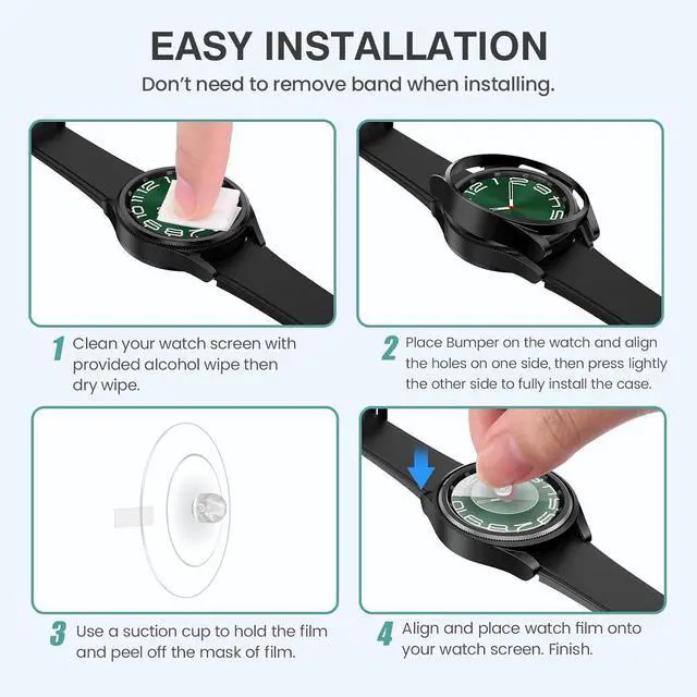 Alt view image 7 of 7 - WERLEO [5+5Pack for Samsung Galaxy Watch 6 Classic Screen Protector Case 43mm, Hard PC Bumper/HD Anti-Fog Tempered Glass Protective Film, Face Cover Set, Galaxy Watch 6 Classic Case for Women Men