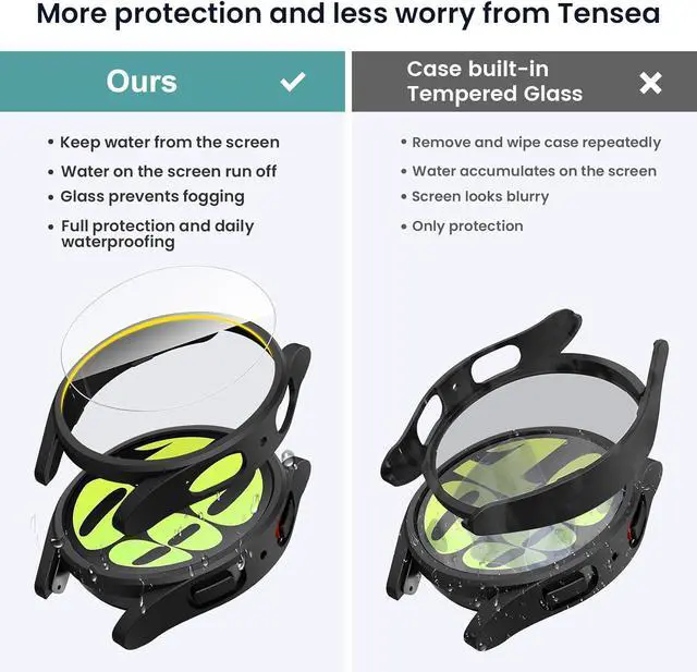 Alt view image 6 of 7 - WERLEO [5+5Pack for Samsung Galaxy Watch 6 Screen Protector Case 40mm Accessories, Hard PC Bumper/HD Anti-Fog Tempered Glass Protective Film, Face Cover Set, Galaxy Watch 6 Case for Women Men