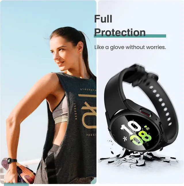 Alt view image 5 of 7 - WERLEO [4+4Pack] for Samsung Galaxy Watch Fe 2024/5 2022/4 2021 Screen Protector and Case 40mm, Anti-Fog Tempered Glass Protective Film/Hard PC Bumper, Face Cover Set