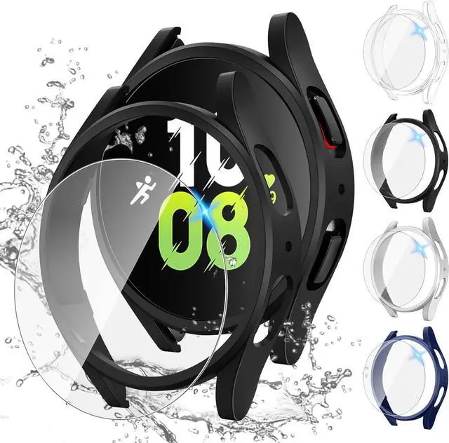 Main image of WERLEO [4+4Pack] for Samsung Galaxy Watch Fe 2024/5 2022/4 2021 Screen Protector and Case 40mm, Anti-Fog Tempered Glass Protective Film/Hard PC Bumper, Face Cover Set