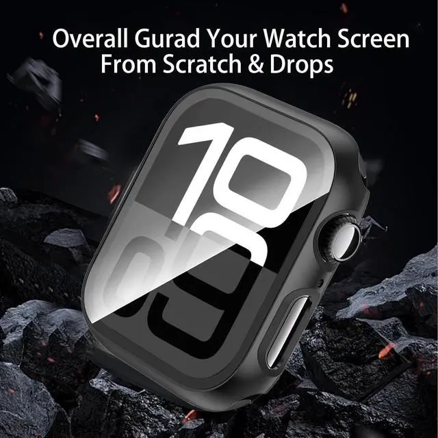 Alt view image 5 of 7 - WERLEO [6 Pack] Case for Apple Watch Series 10 42mm Screen Protector, Ultra-Thin Tempered Glass Full Coverage Hard PC Protective Face Cover for iWatch 10 42mm