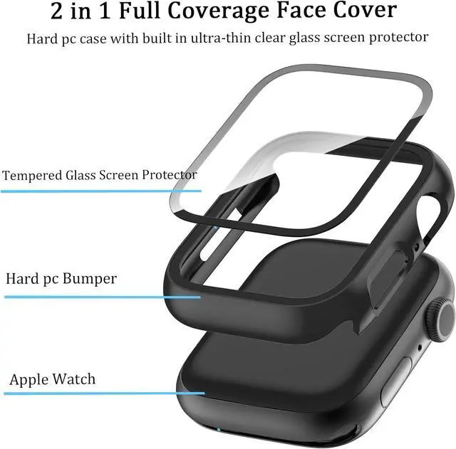 Alt view image 3 of 7 - WERLEO [6 Pack] Case for Apple Watch Series 10 42mm Screen Protector, Ultra-Thin Tempered Glass Full Coverage Hard PC Protective Face Cover for iWatch 10 42mm