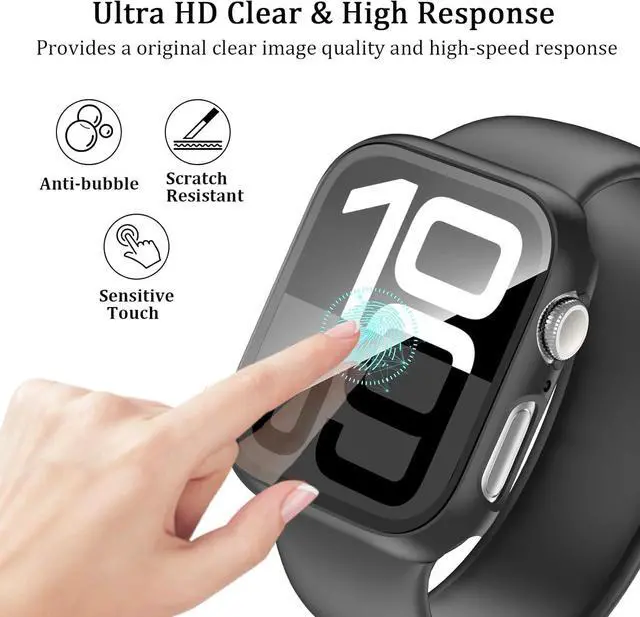 Alt view image 3 of 7 - WERLEO [6 Pack] Case for Apple Watch Series 10 46mm Screen Protector, Ultra-Thin Tempered Glass Full Coverage Hard PC Protective Face Cover for iWatch 10 46mm